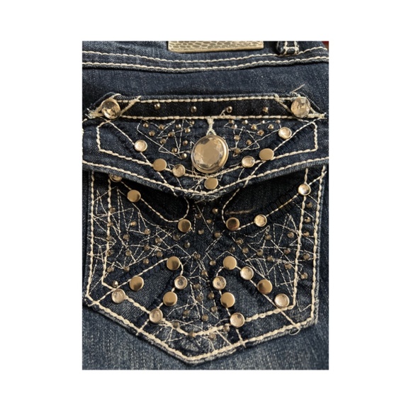 Twelve K Switch Denim Jeans Womens  Embroidered Embellished Rhinestone SZ 11 - Picture 5 of 7